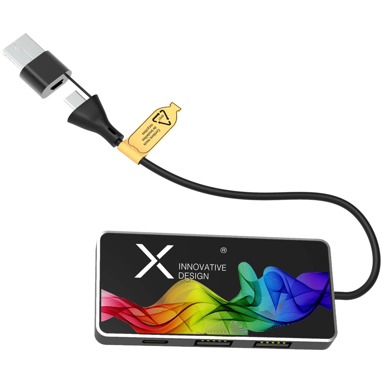 Concentrateur USB 8 en 1 avec double entrée et 6 ports SCX.design H20