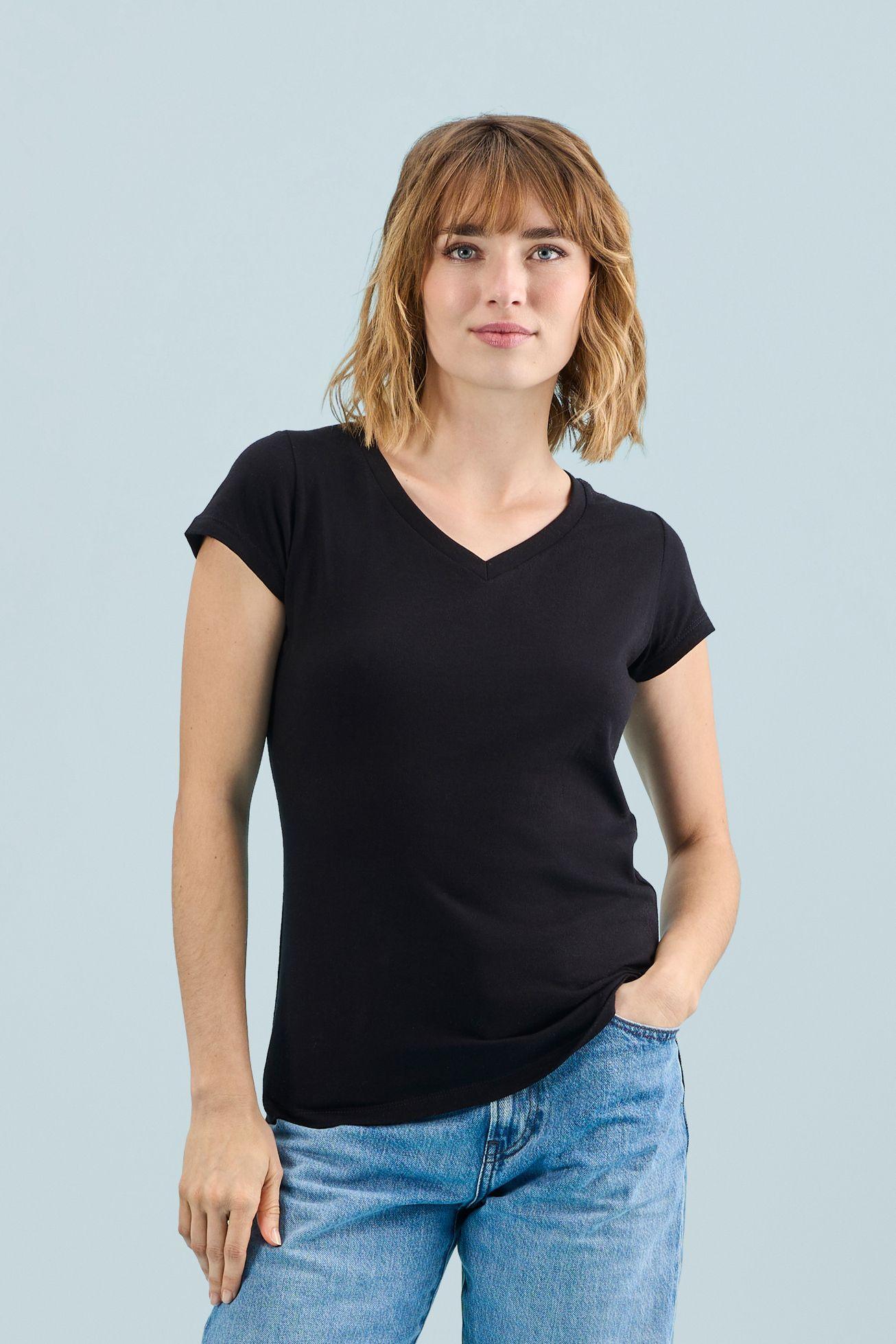TEE-SHIRT FEMME COL “V”