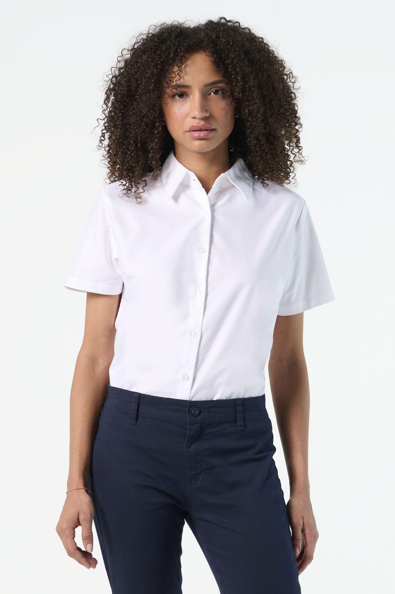 CHEMISE FEMME OXFORD MANCHES COURTES