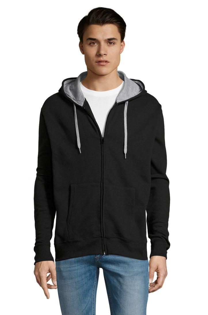 VESTE ZIPPÉE HOMME BICOLORE À CAPUCHE DOUBLÉE CONTRASTÉE