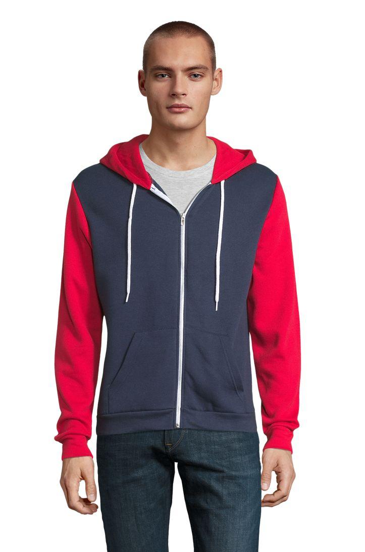 VESTE ZIPPÉE À CAPUCHE UNISEXE AVEC CORDON CONTRASTÉ BLANC
