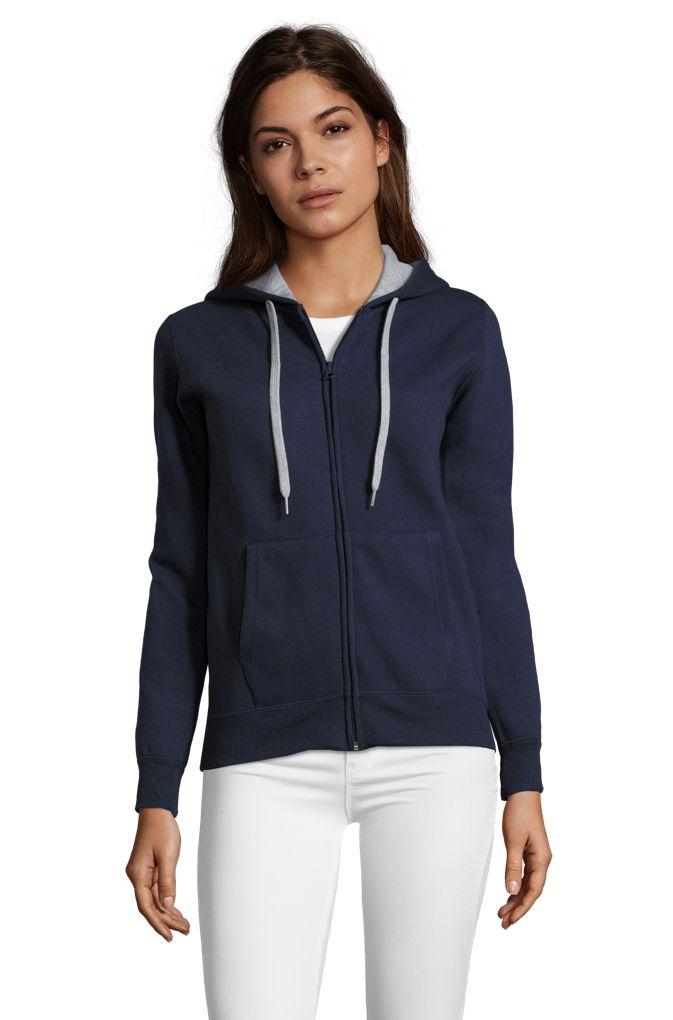 VESTE ZIPPÉE FEMME BICOLORE À CAPUCHE DOUBLÉE CONTRASTÉE