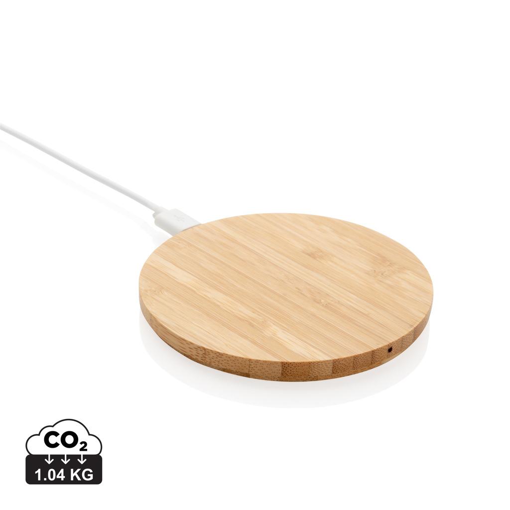 Chargeur sans fil 5W rond en bambou
