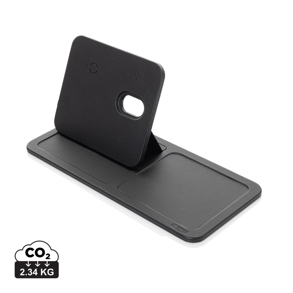 Chargeur de bureau 3 en 1 en PU recyclé RCS Swiss Peak