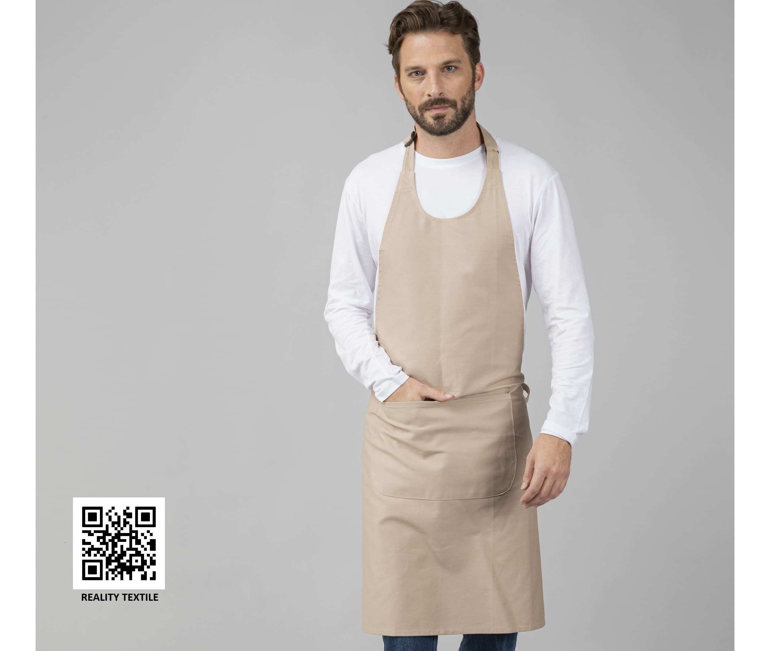 Tablier à bavette 100% coton avec poche