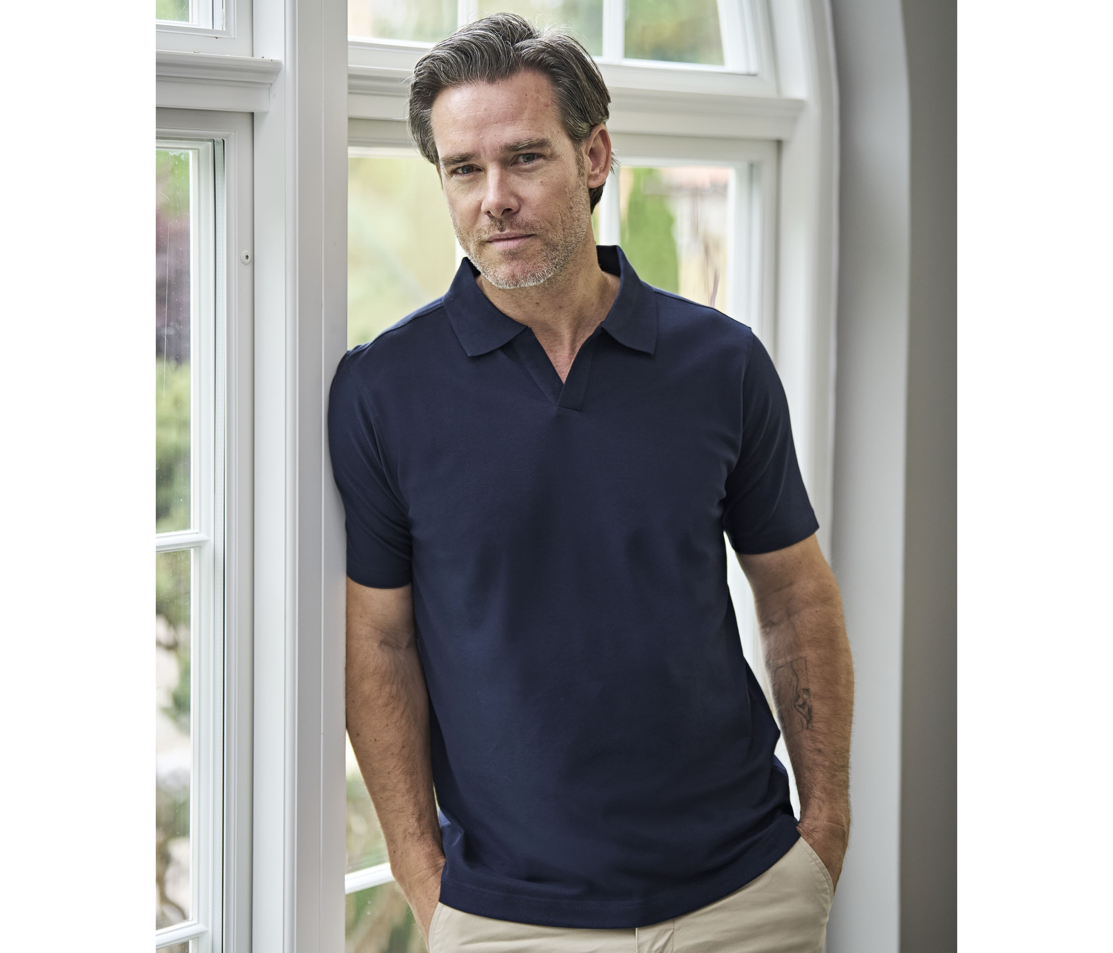Polo stretch col V homme Bio