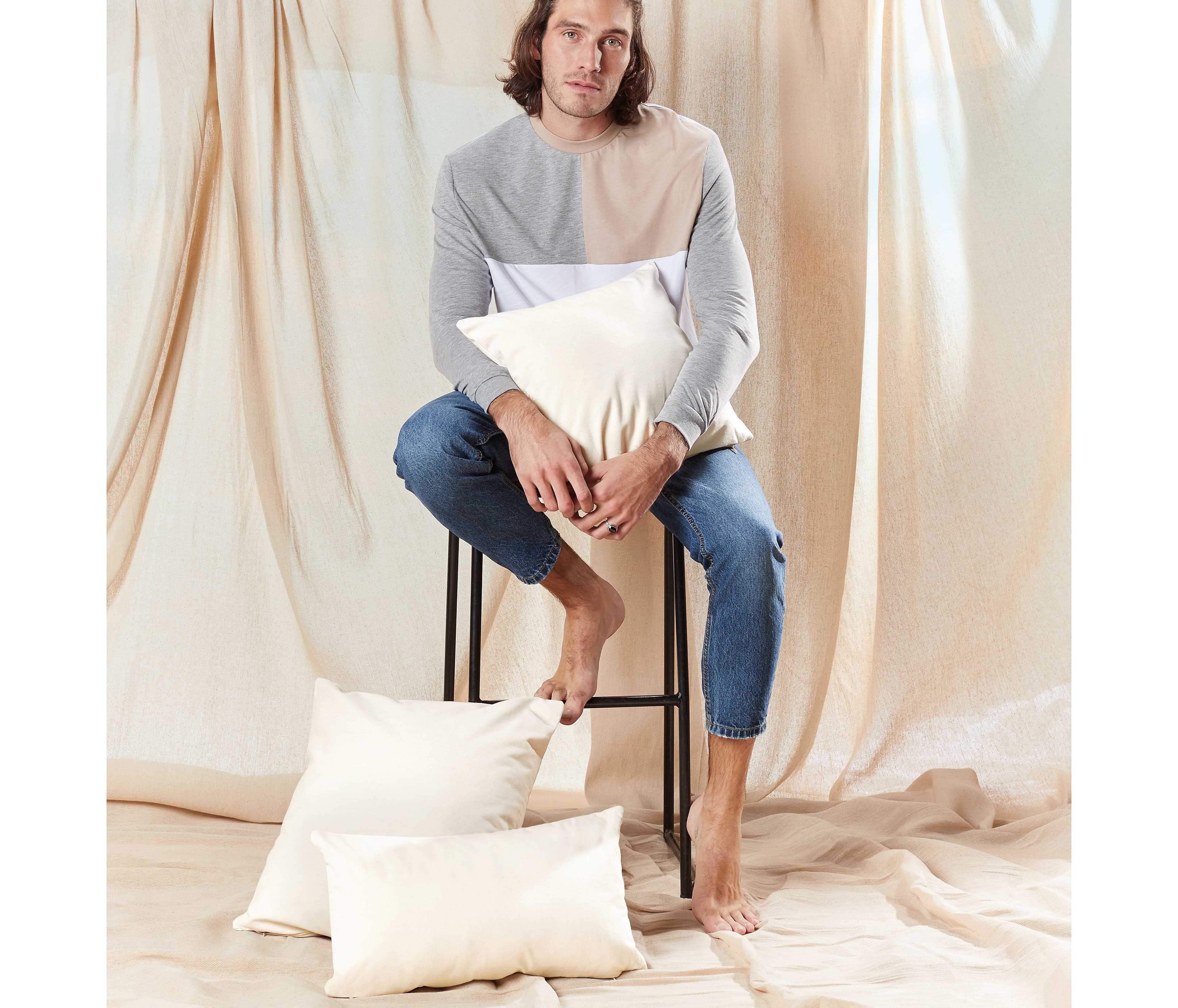 Housse de coussin en coton commerce équitable