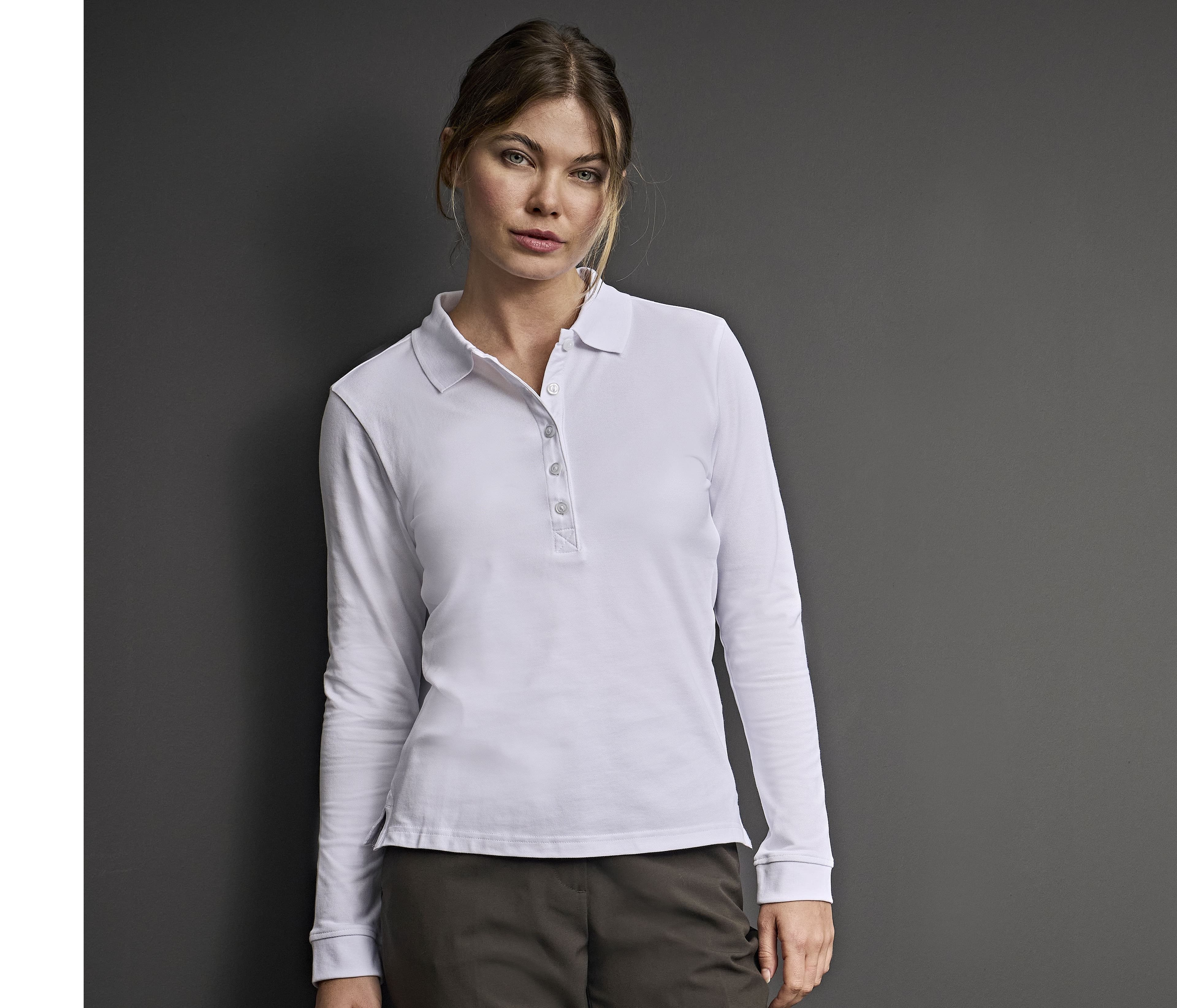 Polo stretch manches longues femme