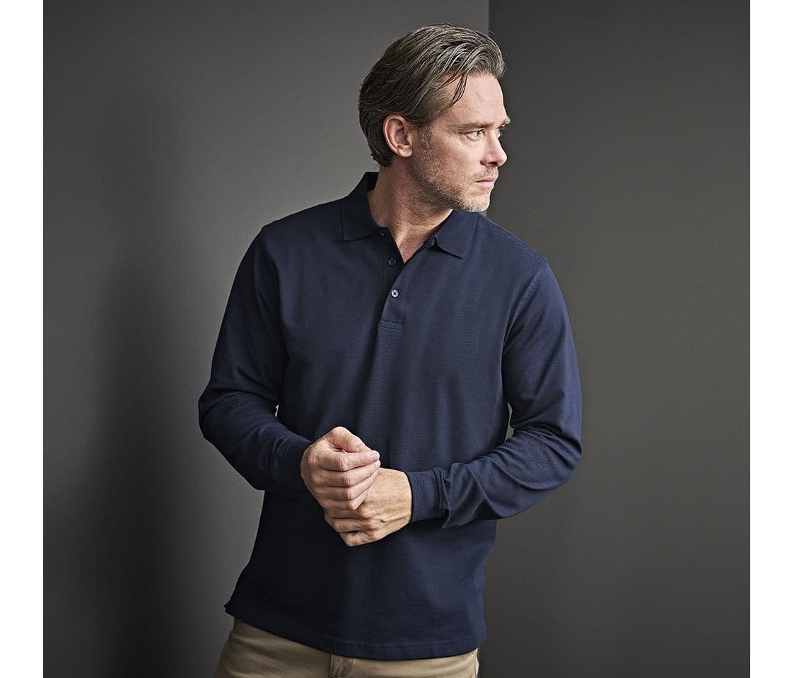 Polo stretch manches longues homme