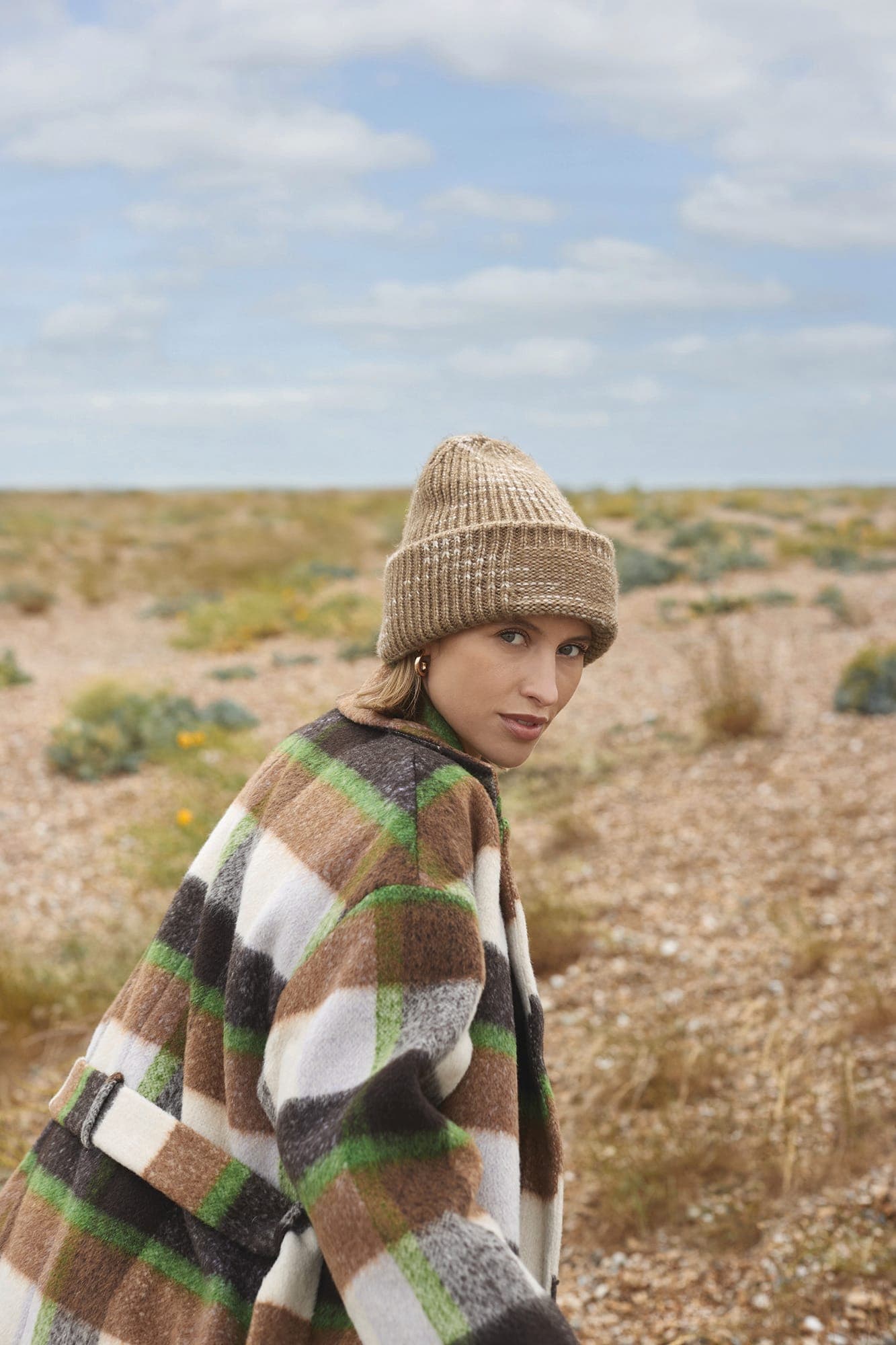 Bonnet à patch en grosse mailles