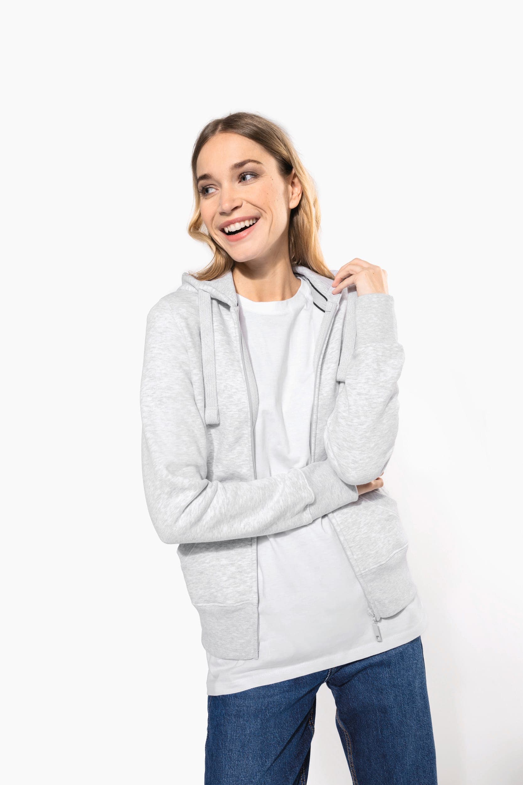 Sweat-shirt zippé capuche femme