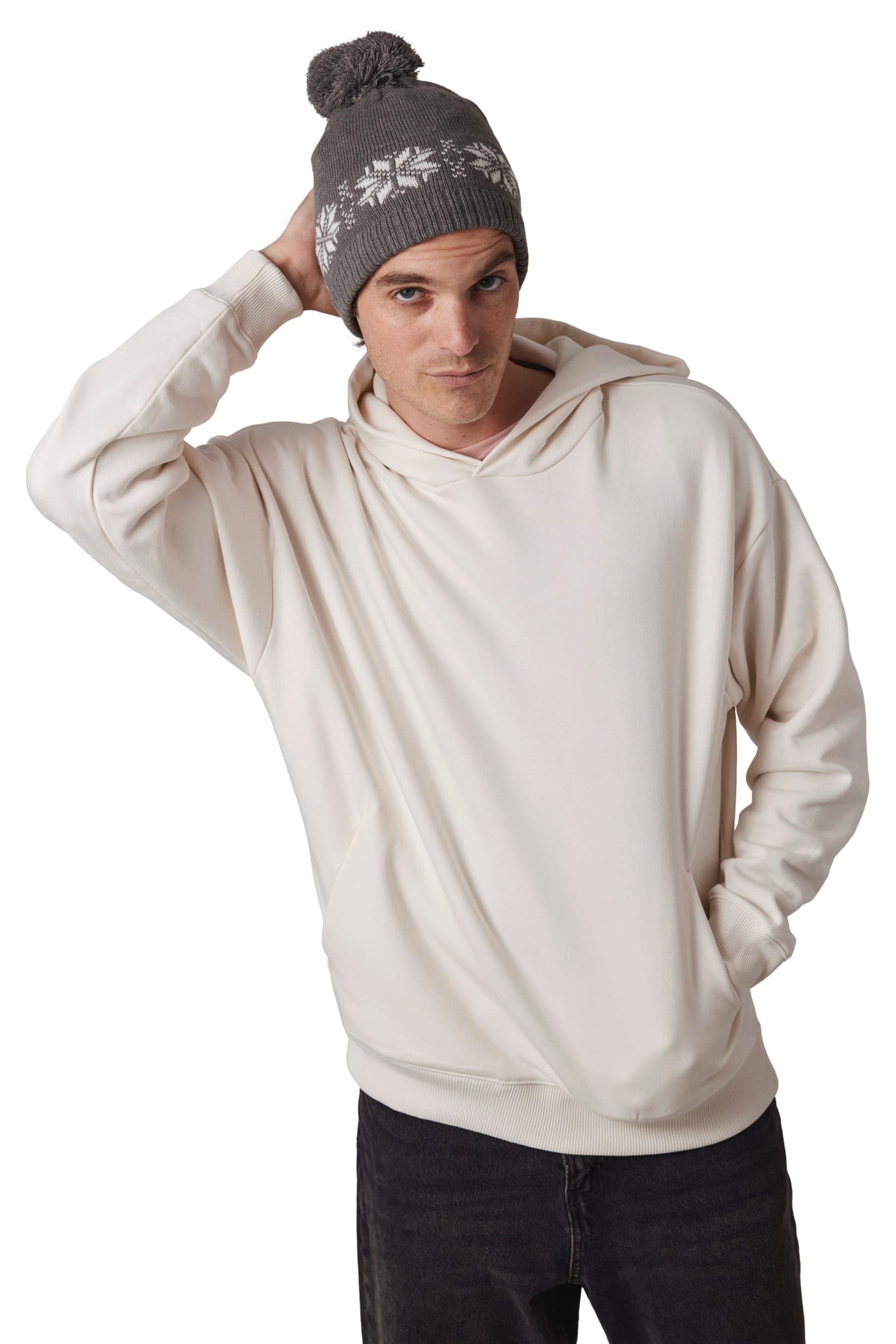 Bonnet de Noël tricoté motif étoiles