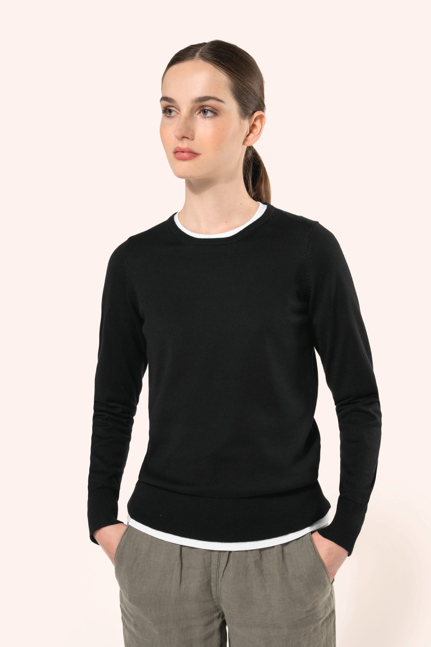 Pull Supima® col rond  femme