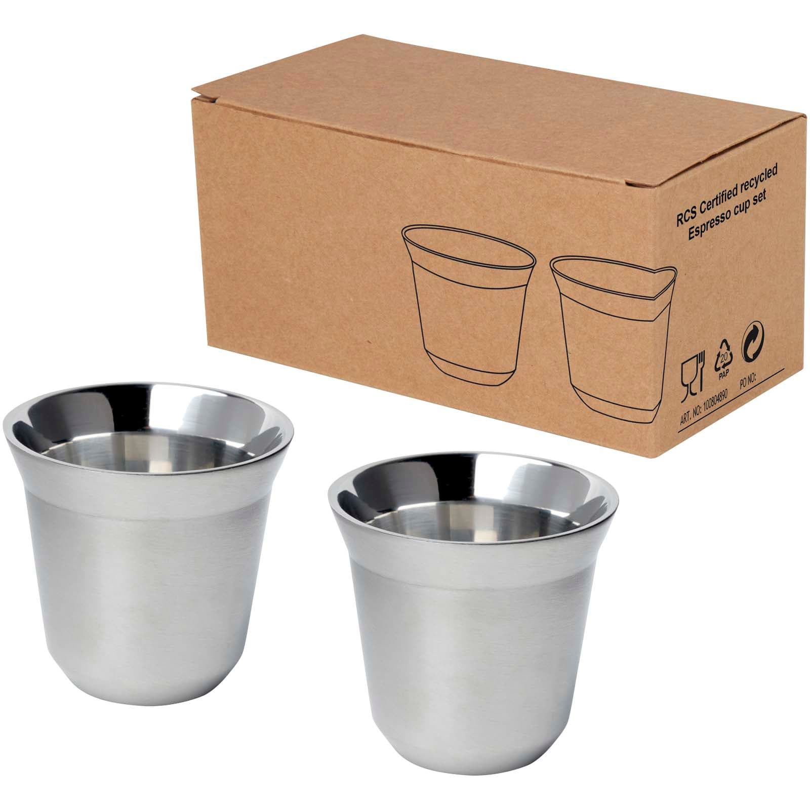 Ensemble de tasses à espresso en acier inoxydable Duo de 80 ml certifié RCS 
