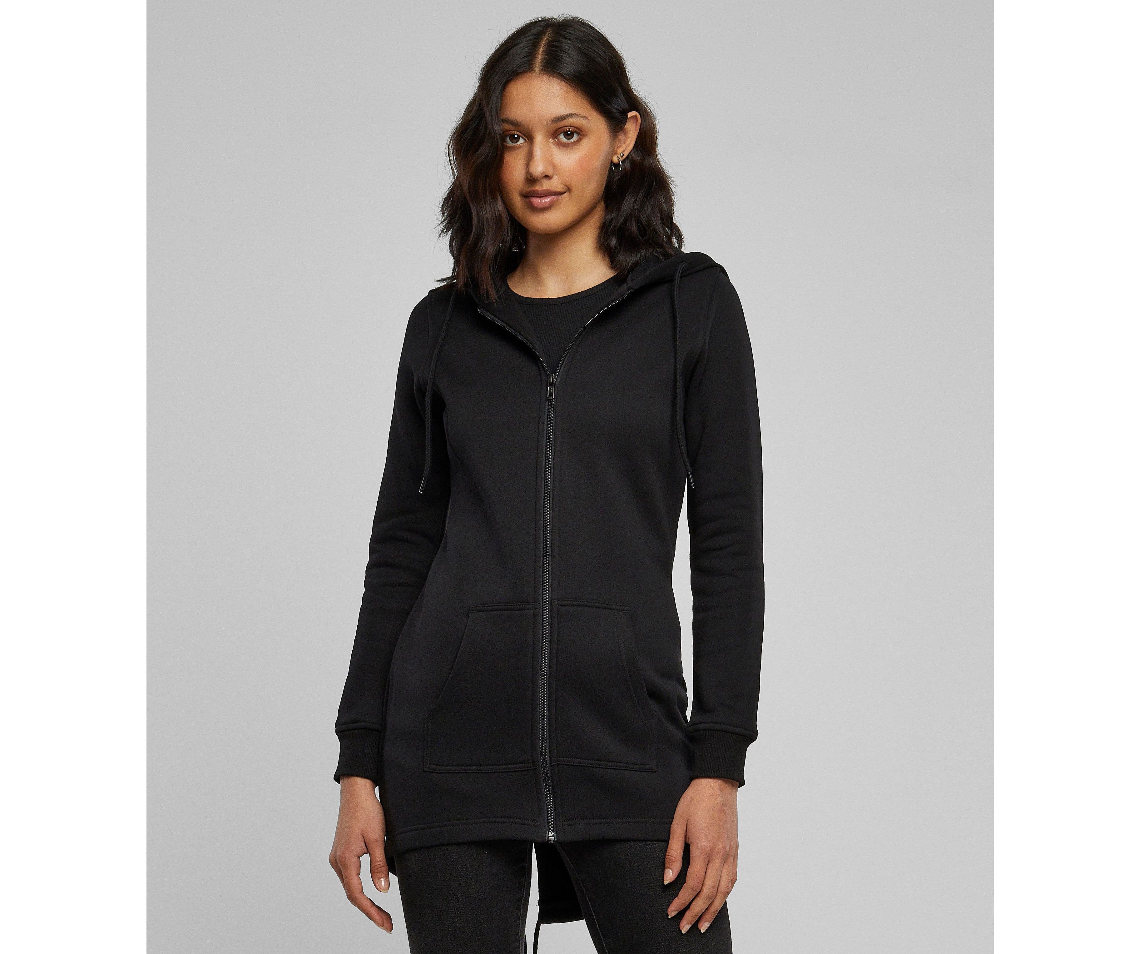 Long sweat zippé à capuche