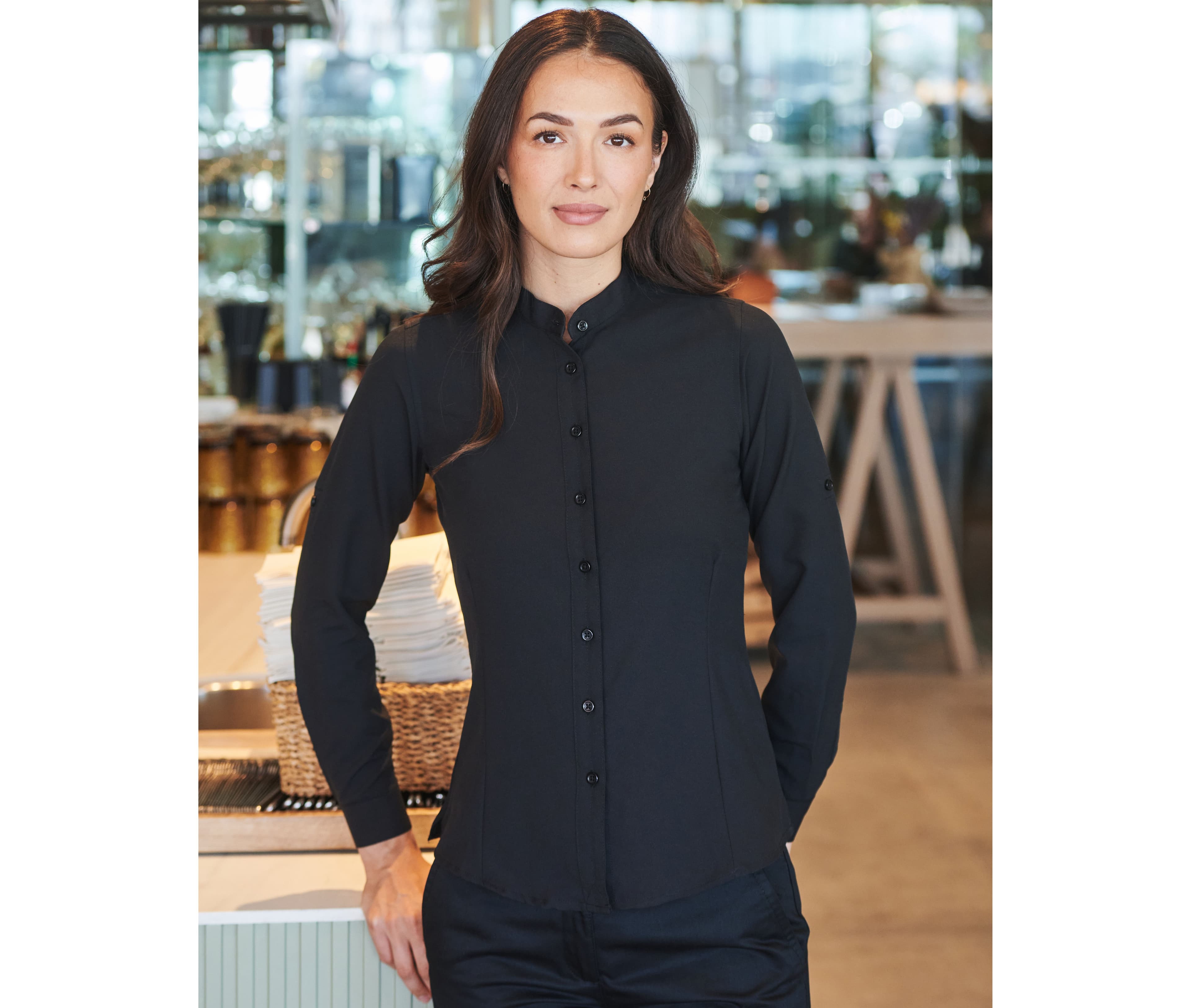 Chemise femme col mao