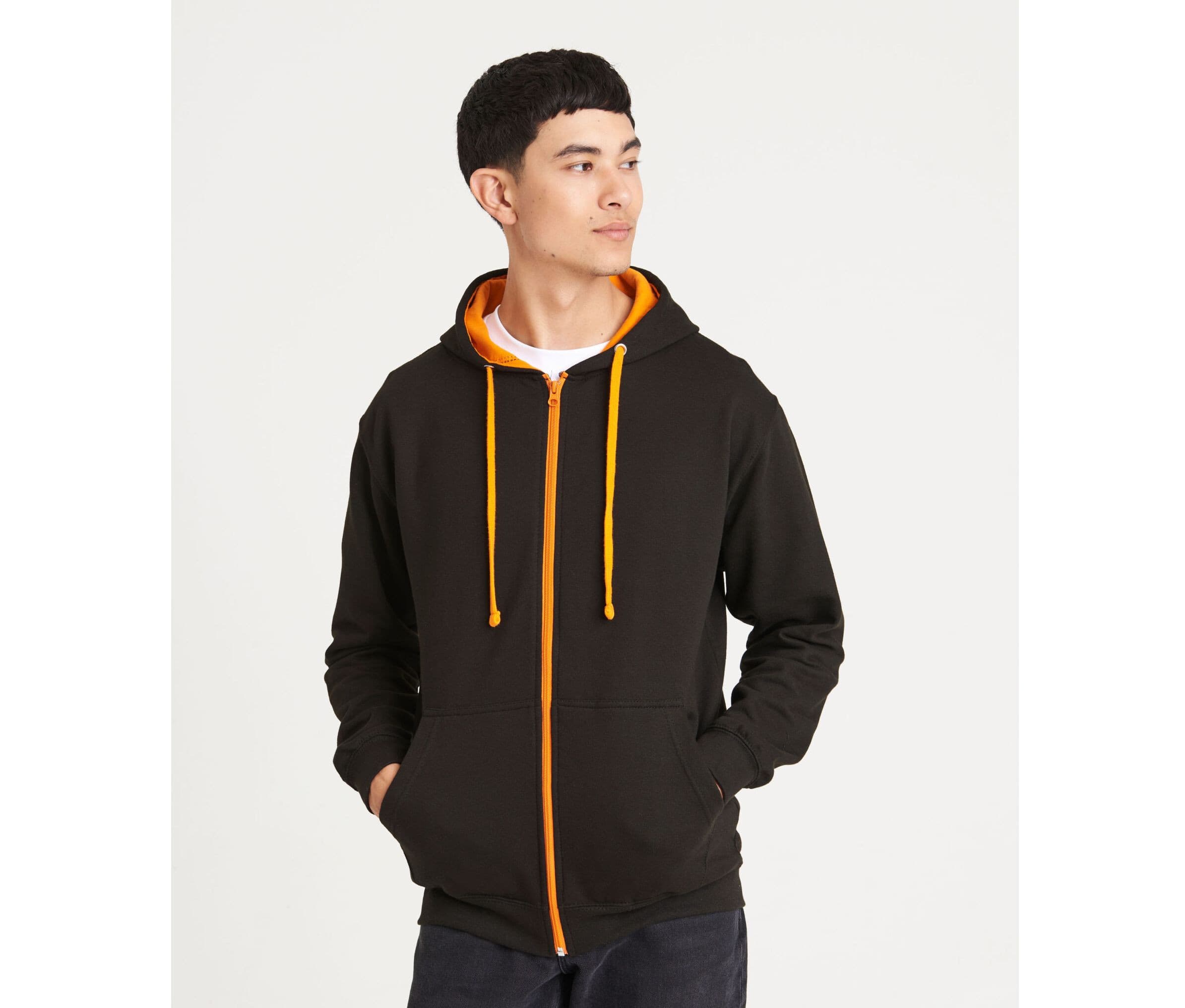 Sweat capuche zippé contrasté