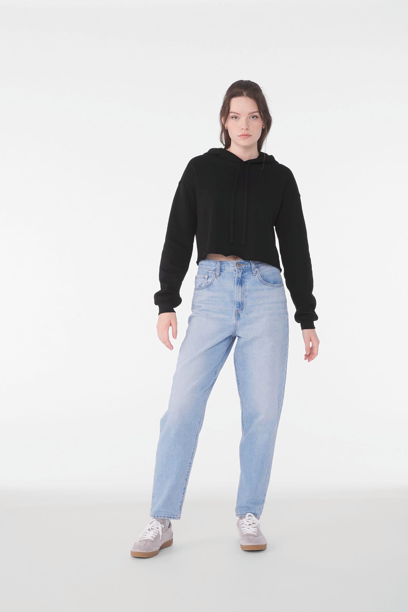 Sweat-shirt crop à capuche femme