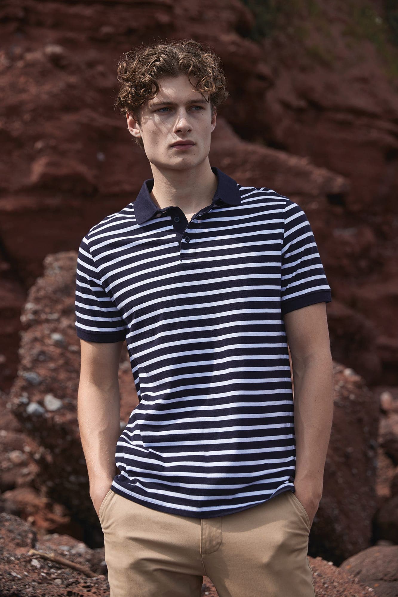 Polo jersey à rayures