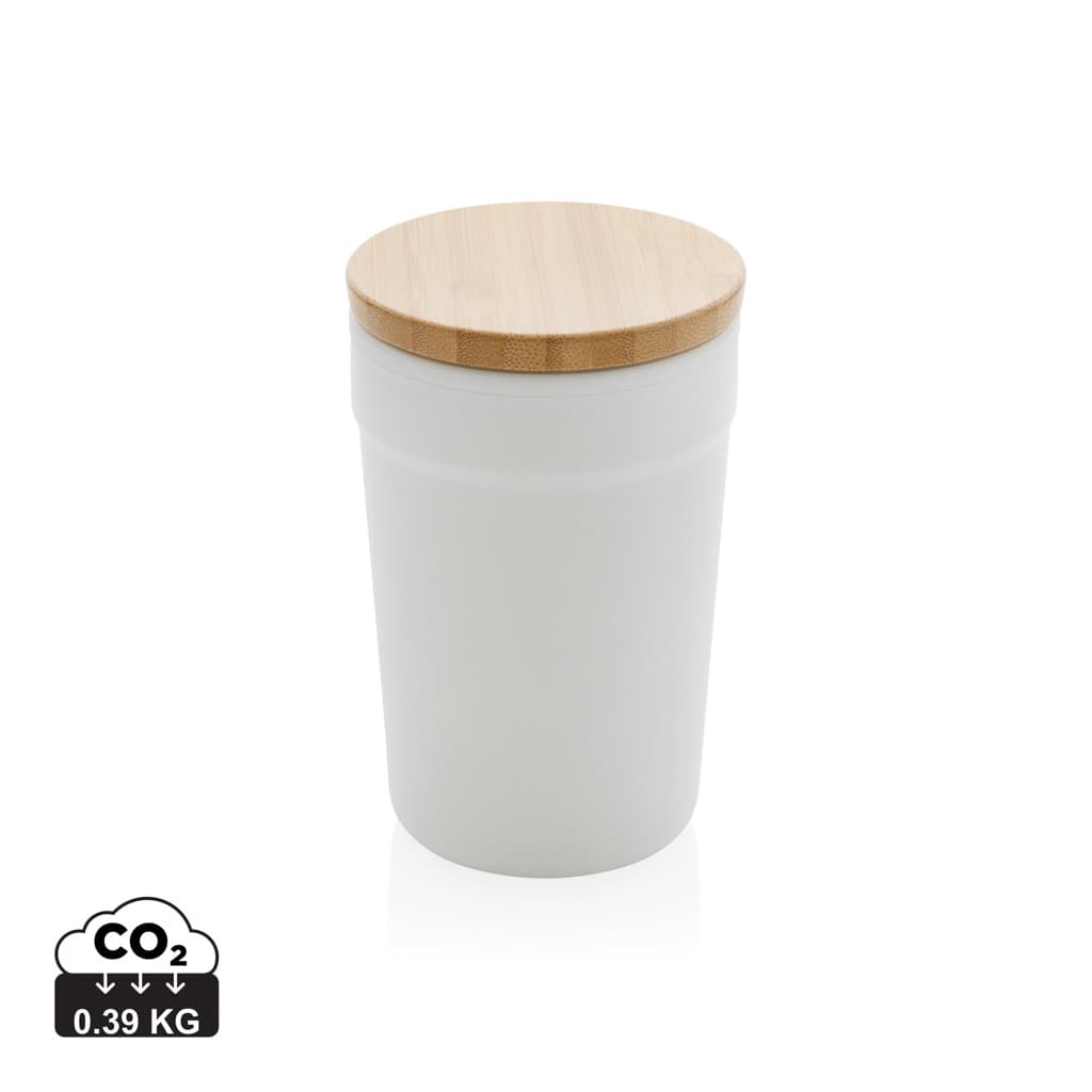 Mug 300ml en PP recyclé GRS avec couvercle en bambou